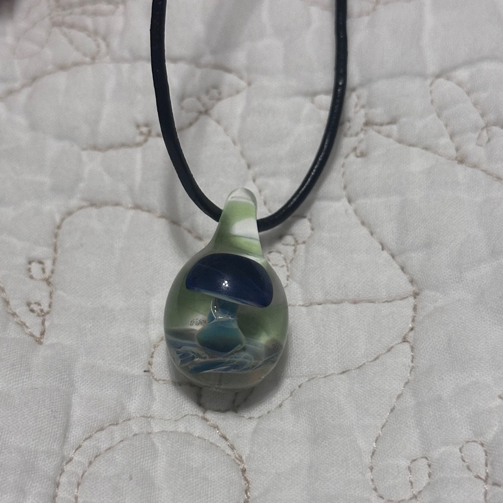 Mushroom glass pendant necklace